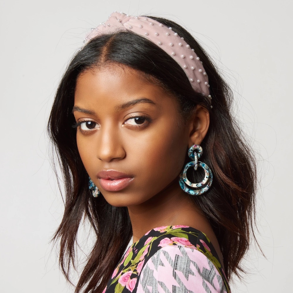 Lele petite pink velvet headband